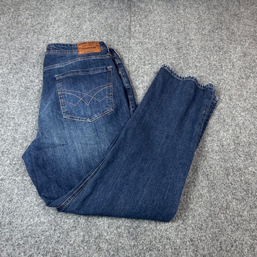 VTG Seven7 Jeans Mens Size 36x30 Straight Fit Dark Wash Stretch Denim Blue Jeans